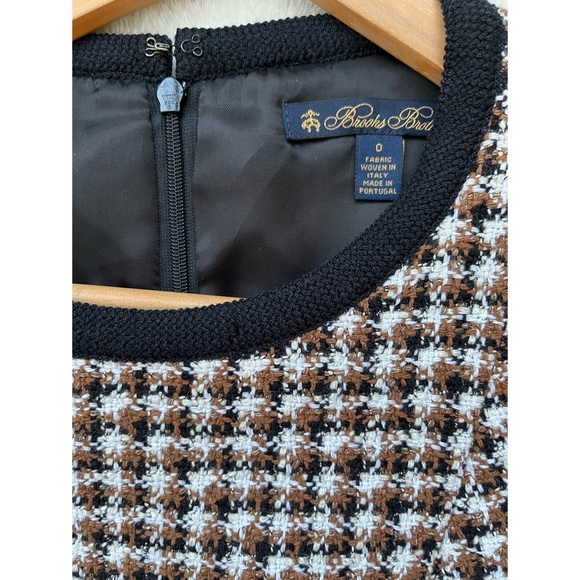 Brooks Brothers Brown & Black Checked Tweed A-Line Dress, Size 0 - Picture 8 of 16